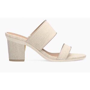 Pashion FootWear Convertible Heel Sandals- "The Slide" Ivory Linen Size 10 NWB